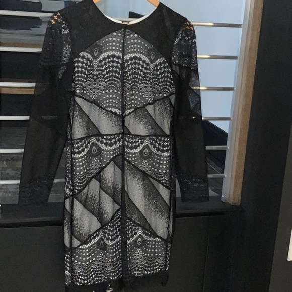 SOLD - Sandro black and white lace dress - Picture 1 of 3